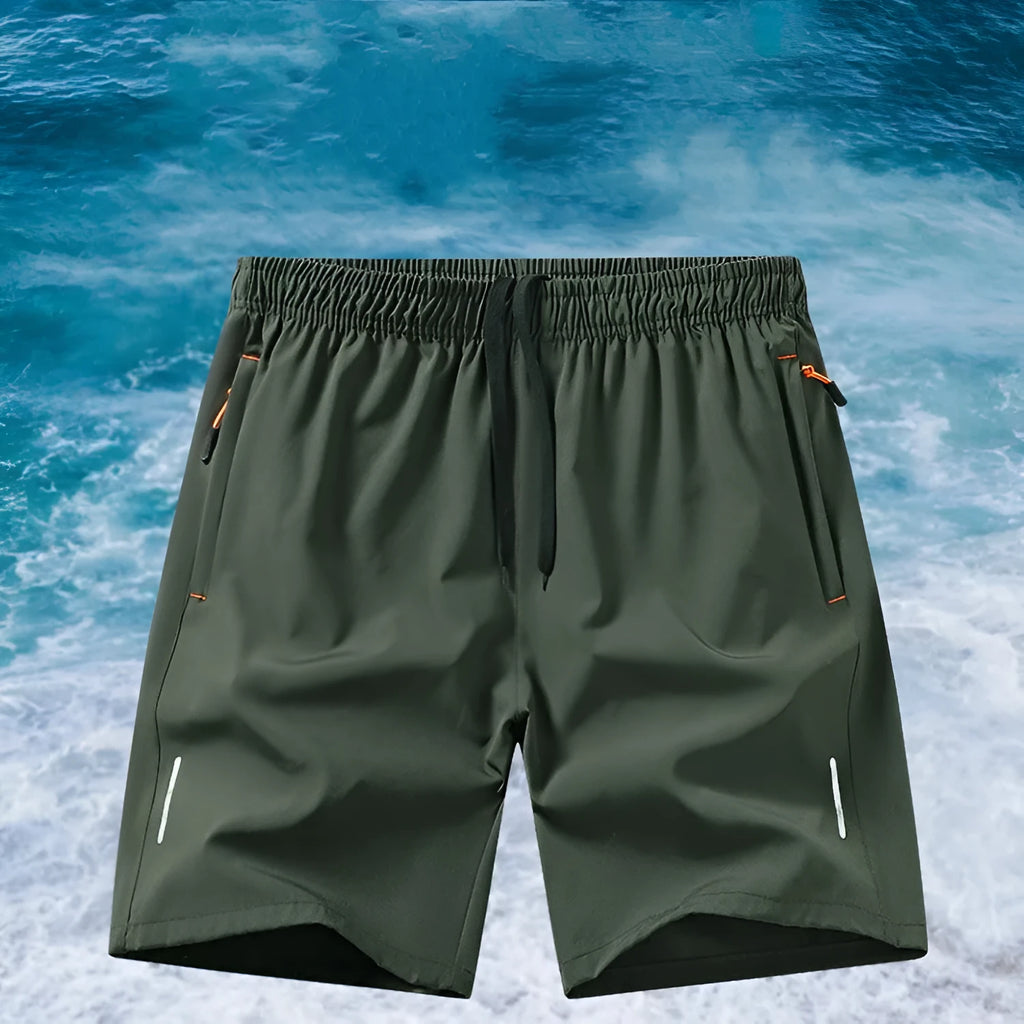 Men's black ice silk basketball shorts with loose straight leg fit for sports training.