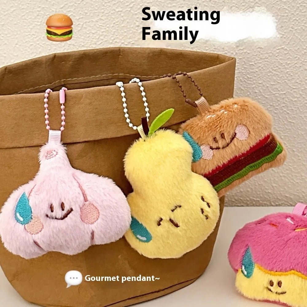 Soft wool plush key chain pendant 18x14cm showing cartoon puppy pattern in colour Style 1, half-handmade finish
