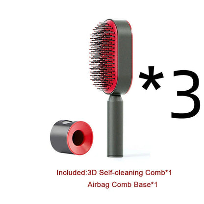 3D Air Cushion Hair Brush in elegant white, showcasing wide comb teeth and ergonomic handle