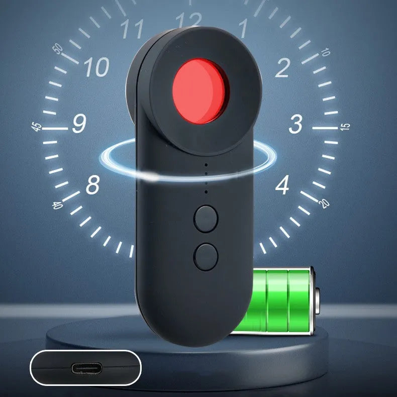 Black GPS signal detector with ABS housing measuring 93.8mm length with micro USB charging port