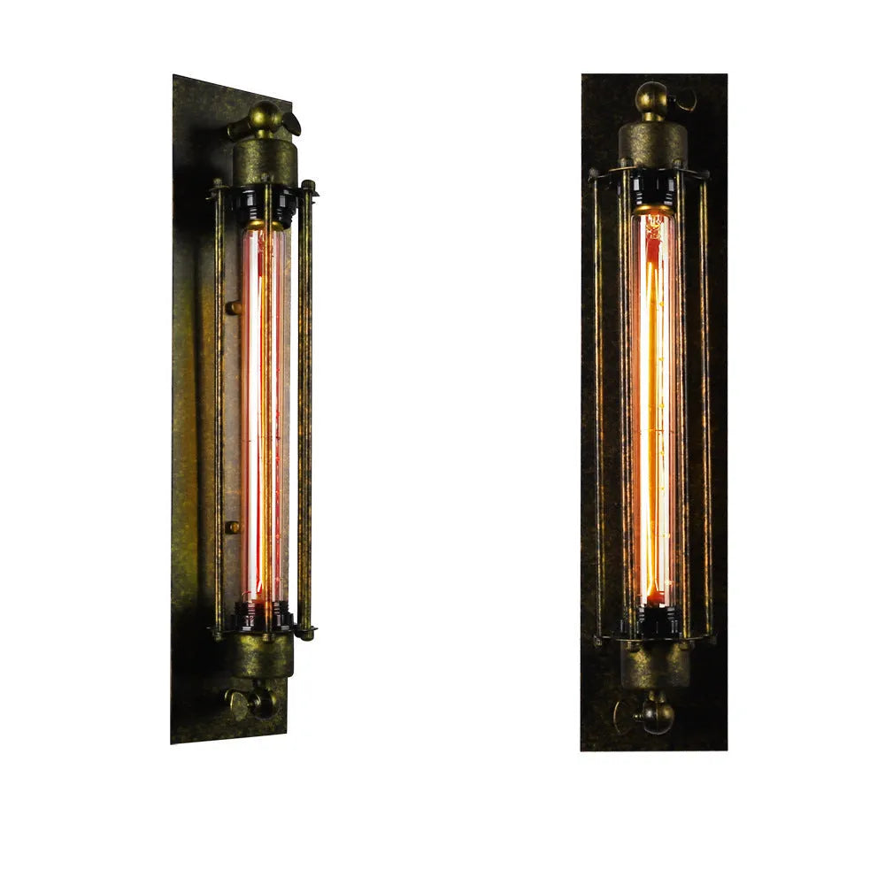 Refined retro industrial style iron devil island flute wall lamp in black finish with American style design
