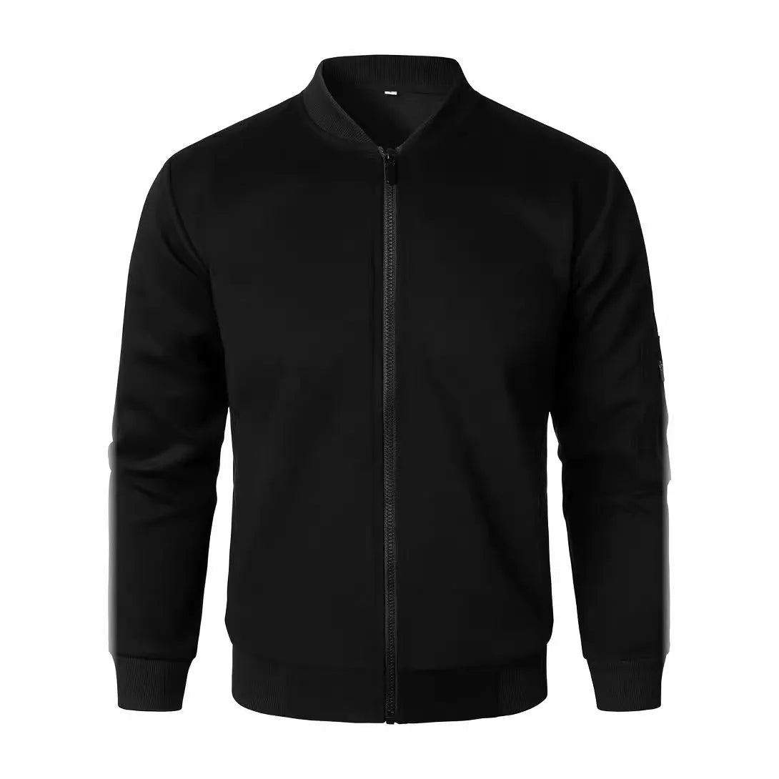 Men's loose fit knitted jacket in cotton with polyester lining in black colour