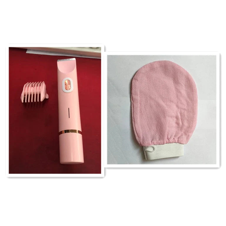 Pink USB-powered 2-in-1 hair remover for women with double head shaver