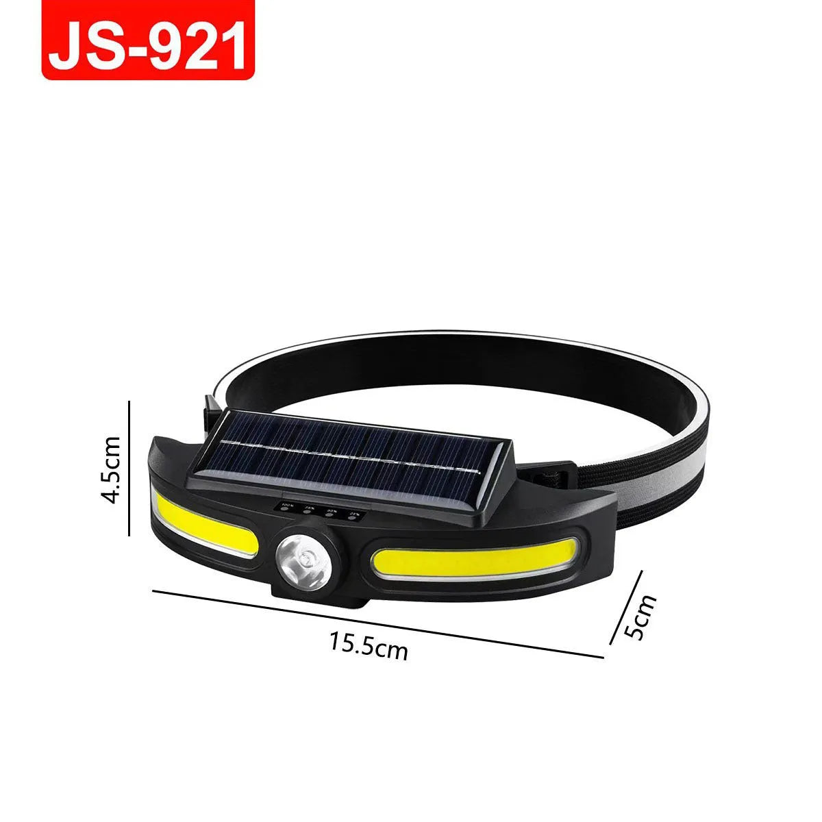 Dual light source solar fishing headlight with ABS housing and charging cable
