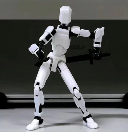 Customizable 3D printed robot mannequin with posable joints for creative expression, illustration, desk decor, and unique gifting.