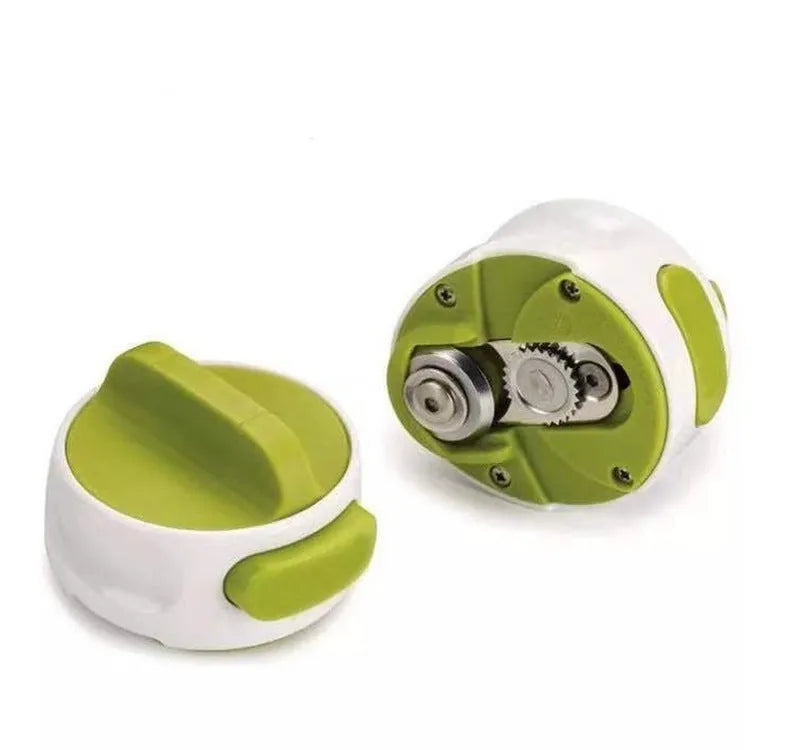 Stainless steel bottle opener with lever mechanism in green colour