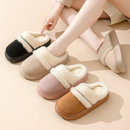 Cozy cotton house slippers for women in various colors, featuring a plush interior and non-slip soles for comfortable and stylish indoor wear