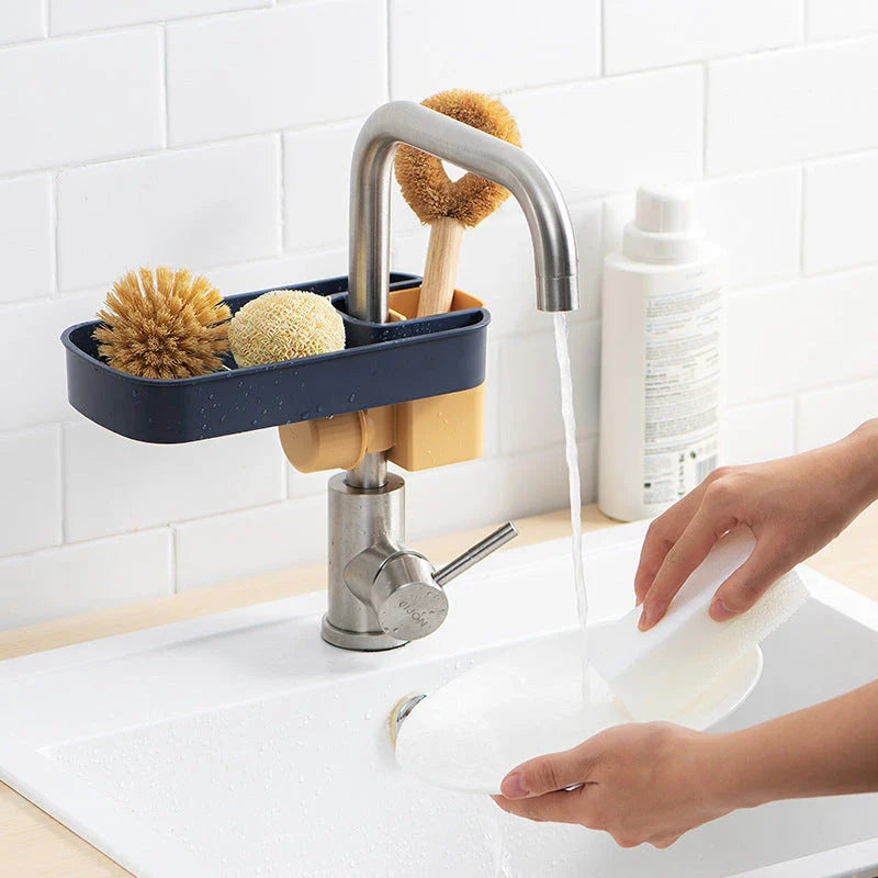 Versatile Sink Organiser with Compartments for Sponges, Brushes, and Cleaning Supplies