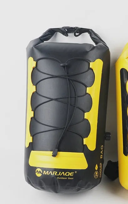 Yellow and black 20L waterproof thermal dry bag backpack with dry-wet separation compartments