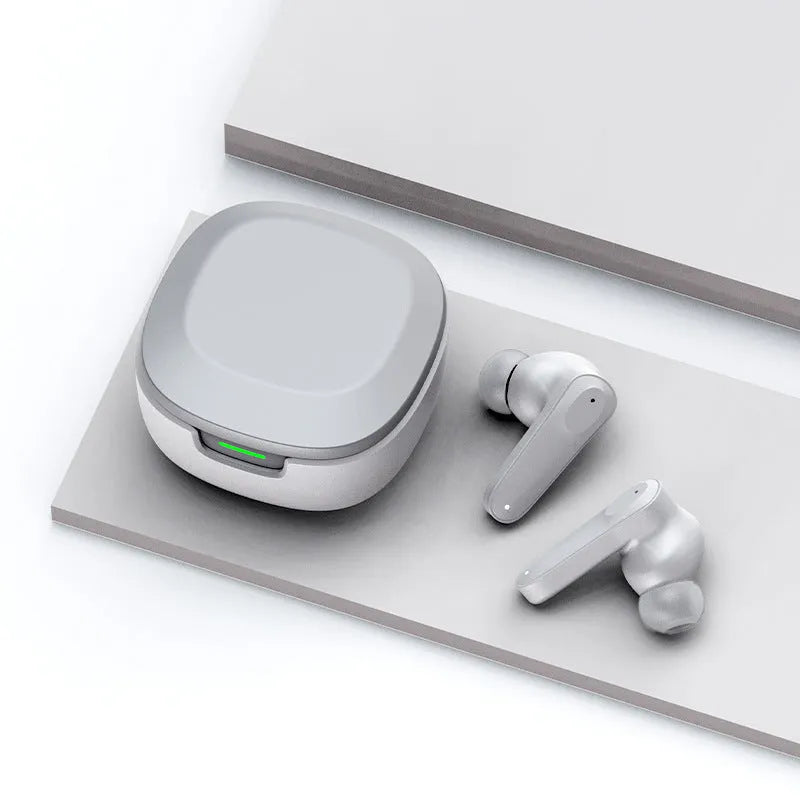 AI multi-language wireless in-ear translation earbuds in black, grey, and blue with charging cable