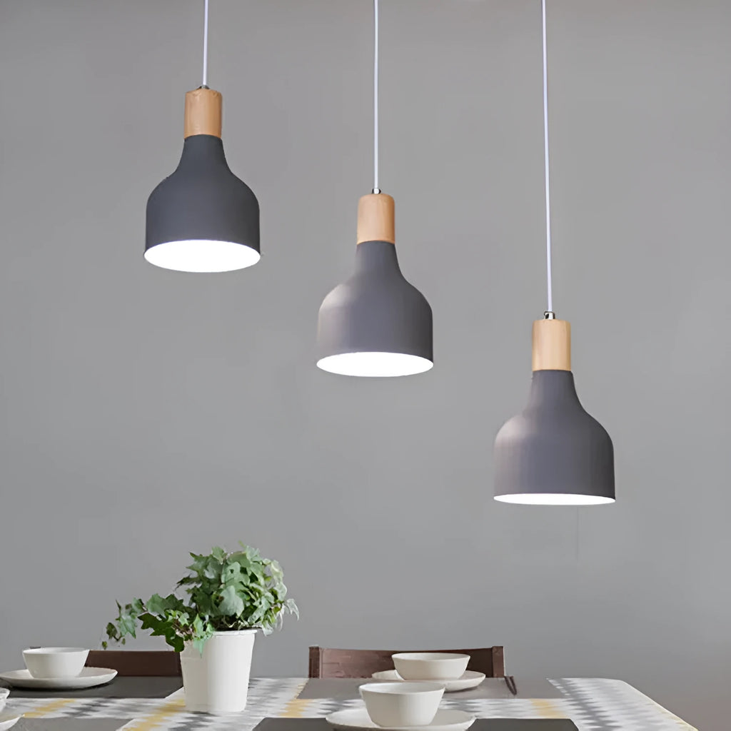 Retro wrought iron single-head droplight in grey with LED compatibility for dining room ceiling