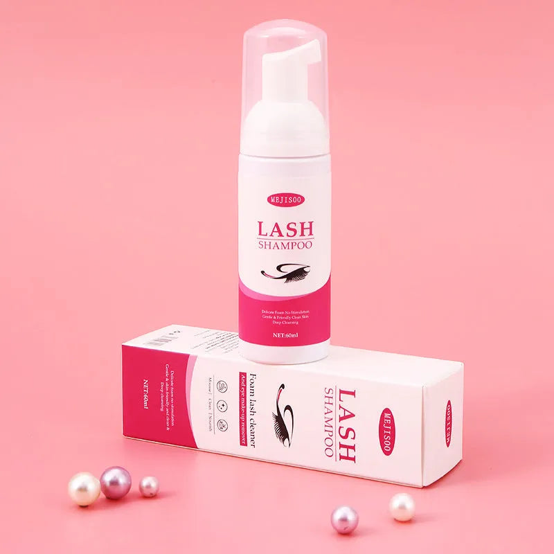 Lash shampoo mousse eyelash cleaning solution 60ml bottle with pump dispenser