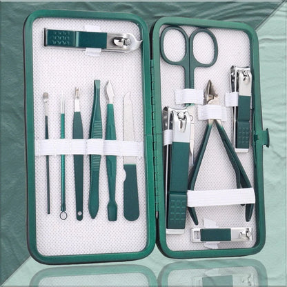 Emerald green stainless steel pedicure knife nail clippers set