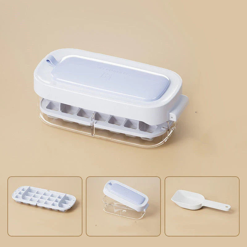 High-capacity ice cube tray with ice shovel for effortless freezing and ice cube removal