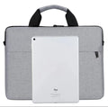 Grey Oxford cloth expandable laptop bag for men with solid colour design.