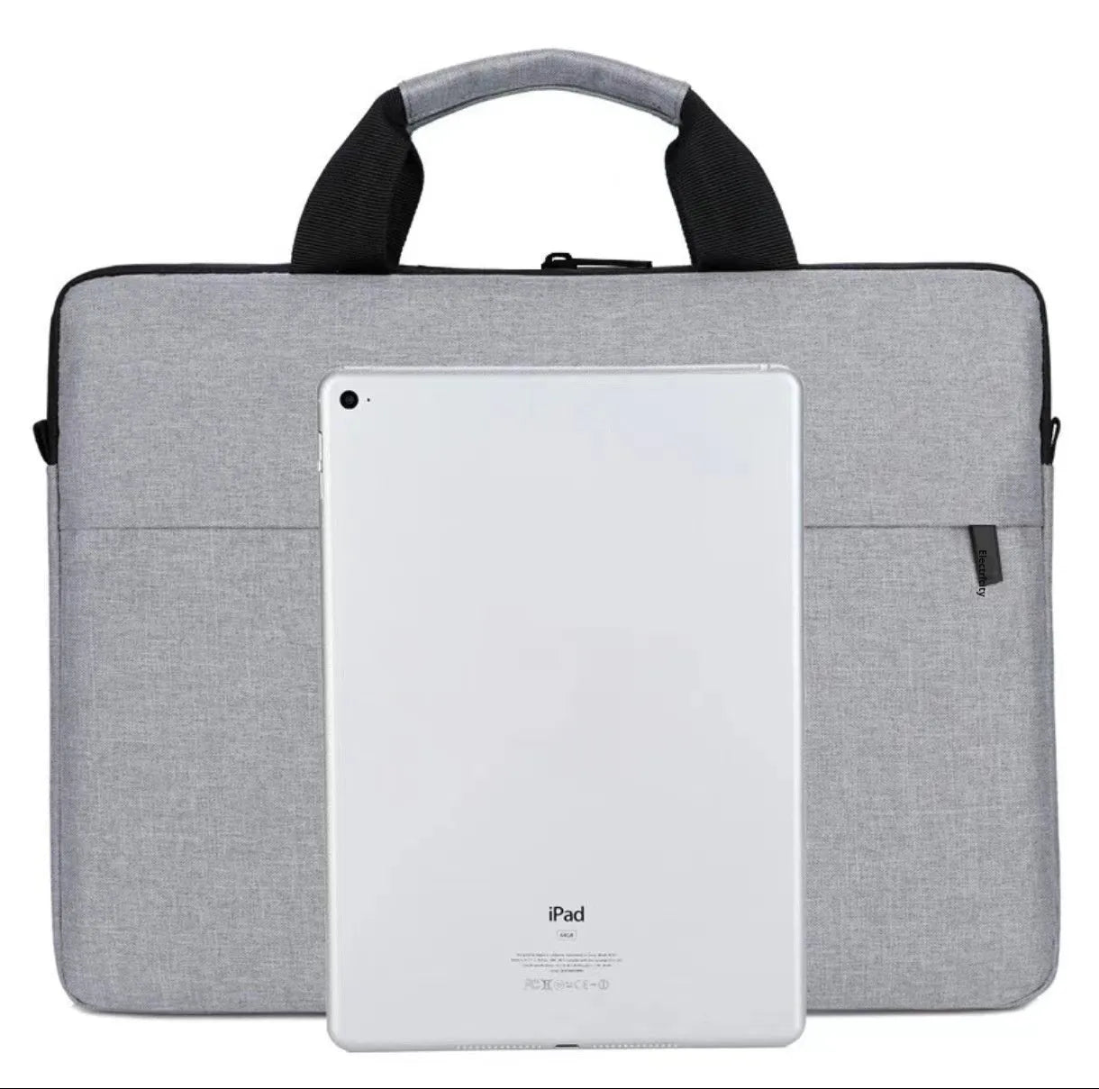 Grey Oxford cloth expandable laptop bag for men with solid colour design.