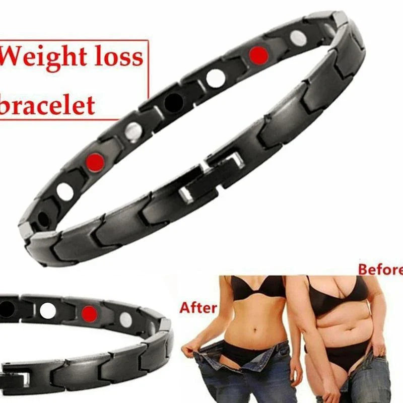 Stylish therapy bracelet with metal design for arthritis pain relief, weight loss, and energy boost