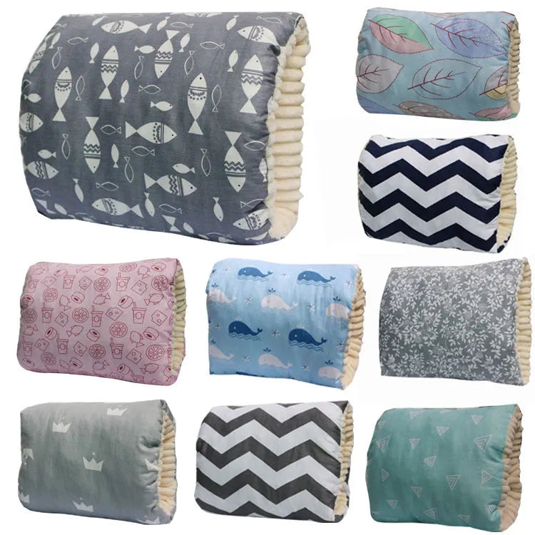 Adjustable cotton nursing arm pillow in blue triangle colour, 25x23cm, for breastfeeding support