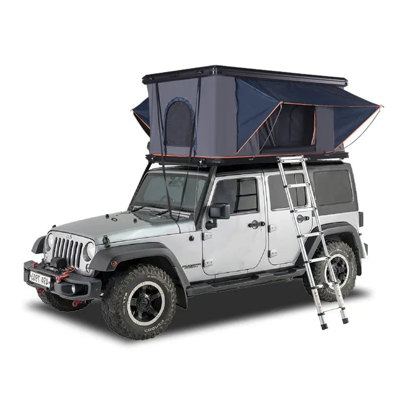 Outdoor aluminum alloy car roof tent black shell with dark grey canvas for two persons