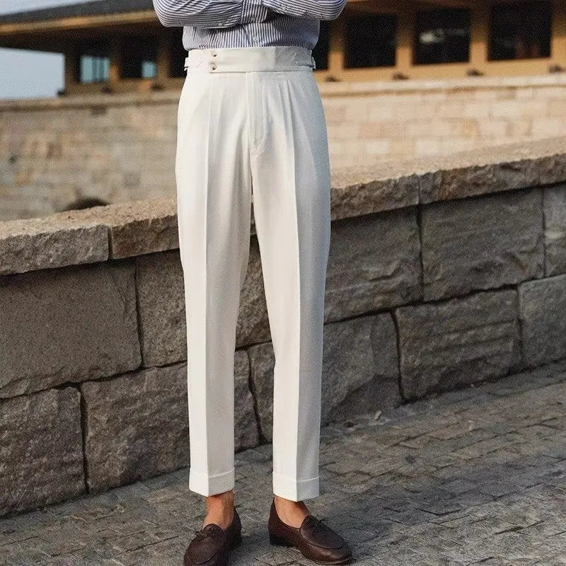 Men's slim fit suit trousers in straight cut style for business formal wear