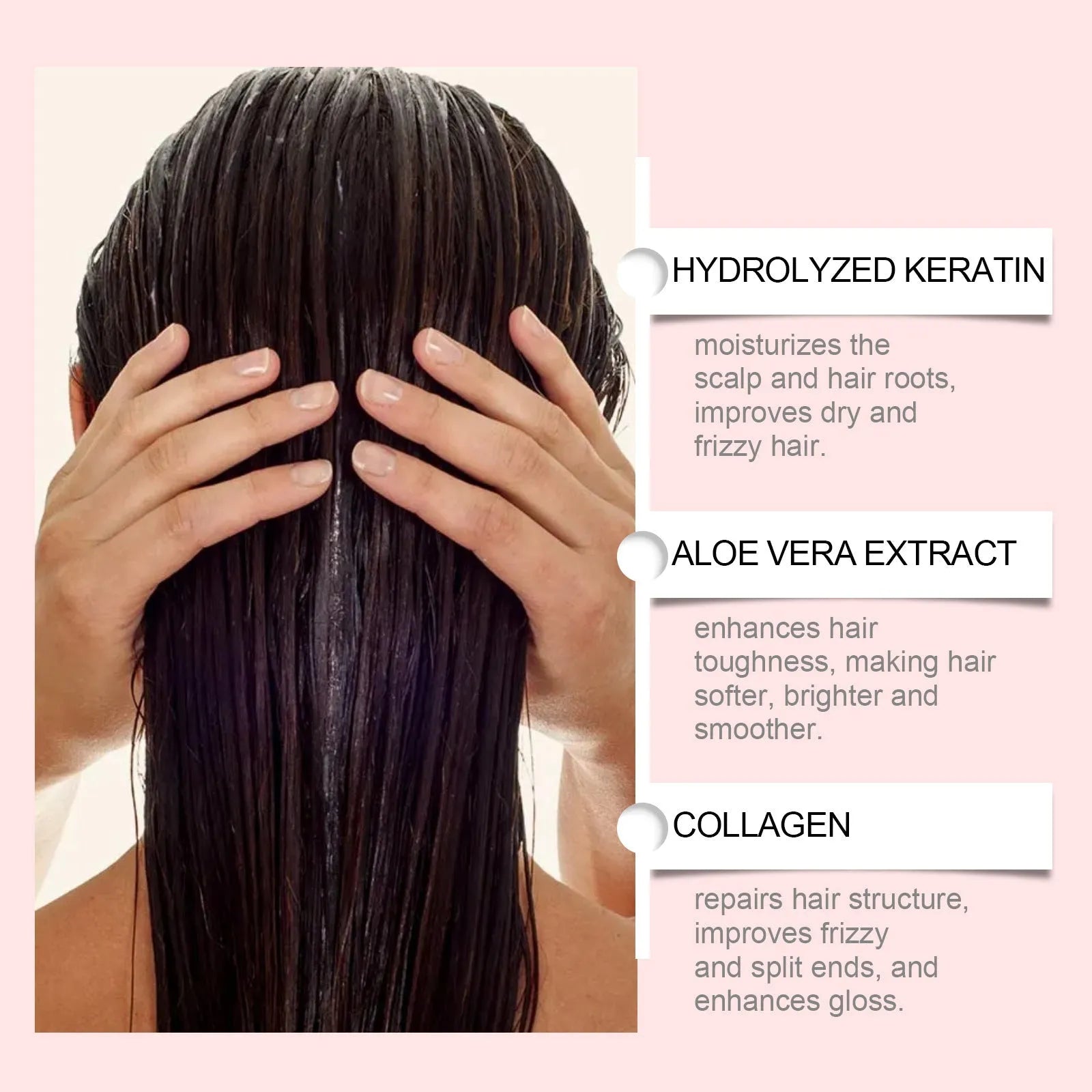 100g keratin and collagen hair mask tube with aloe extract for moisturising treatment