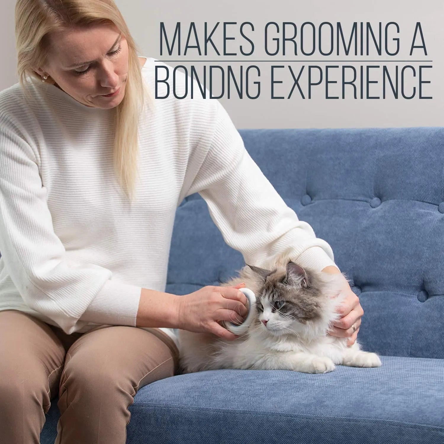 Blue pet grooming comb with ergonomic handle for cats and dogs