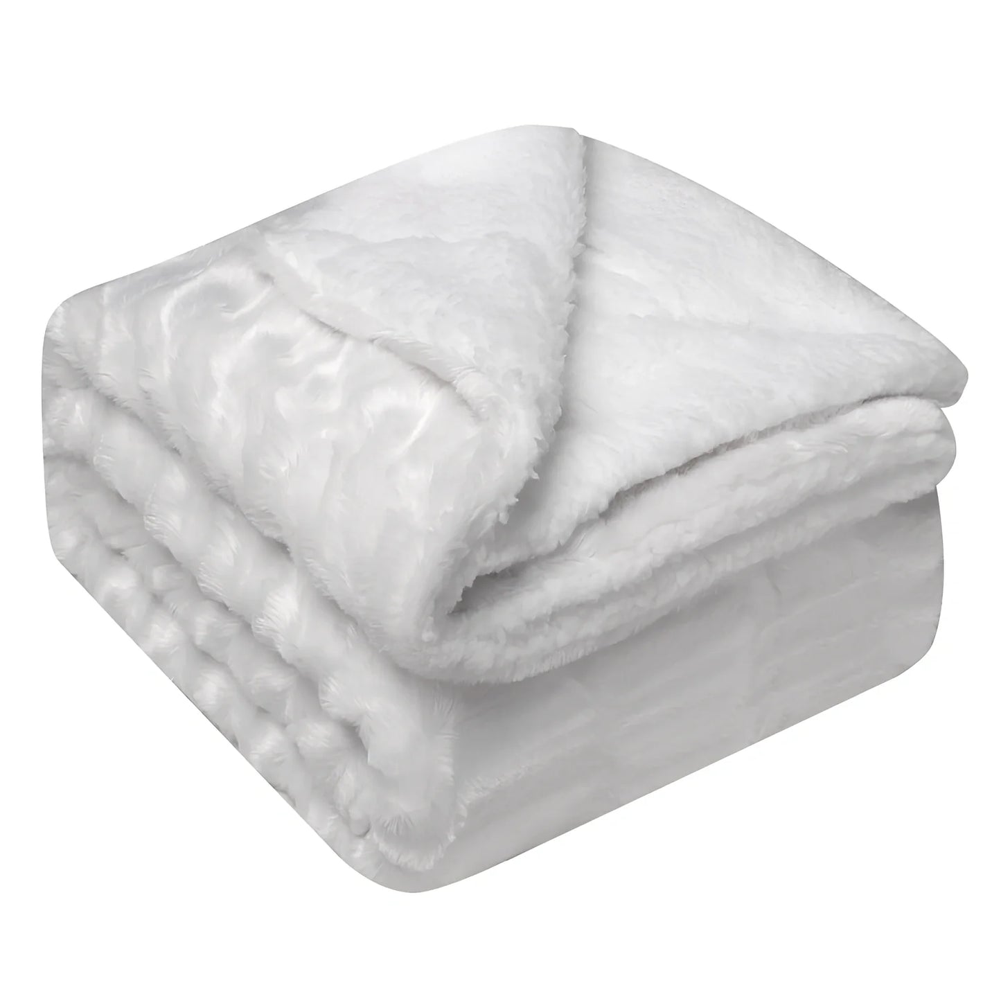 Thickened flannel polyester blanket in twist blue geometric pattern, weighing 1kg with coral fleece texture