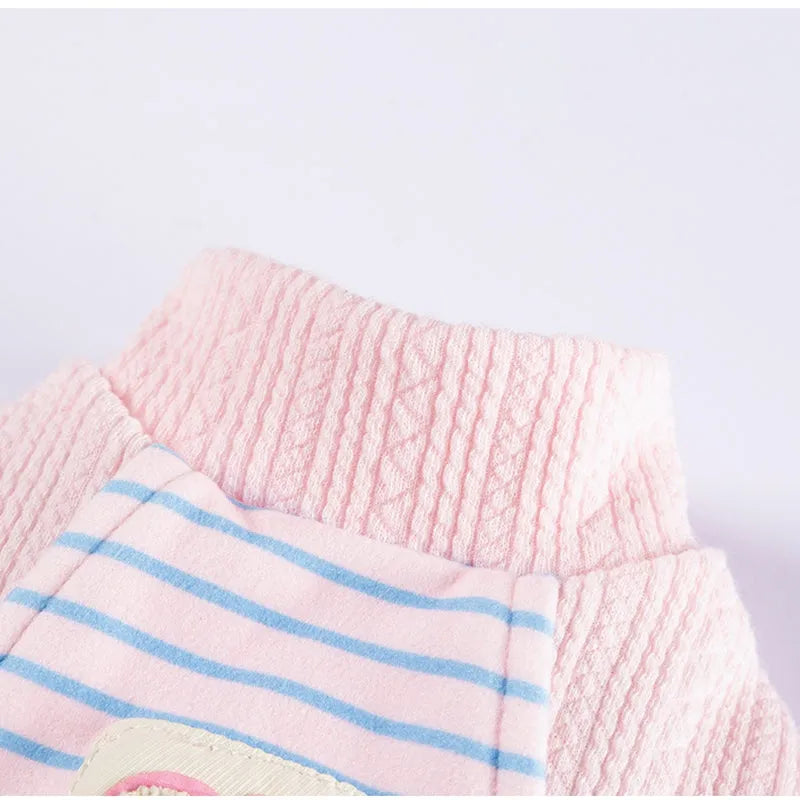 Cute striped knitted dog shirt with metal belt loop, pink and blue stripes style