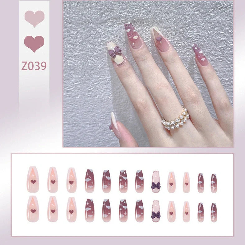 Taro purple gradient nebula flower nail stickers with milk flavor texture on jelly glue tabs
