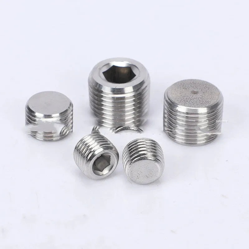 Stainless steel hexagon bulkhead plug for 3/8 series pipe connections