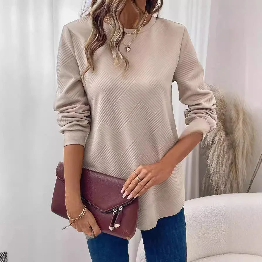 Women's Casual Long Sleeve Crew Neck Shirt in various colors