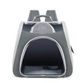 Portable foldable pet bag in blue solid colour, medium capacity, made from PU and PVC materials