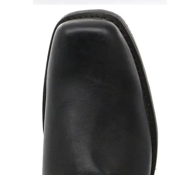 Men's high top cowboy boots with belt buckle ring accents in Western style