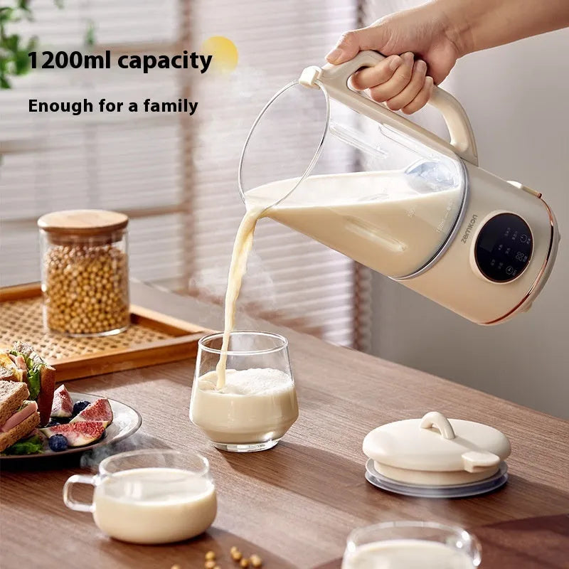 Cytoderm automatic soybean milk machine with glass body in light purple, showing touch control panel.