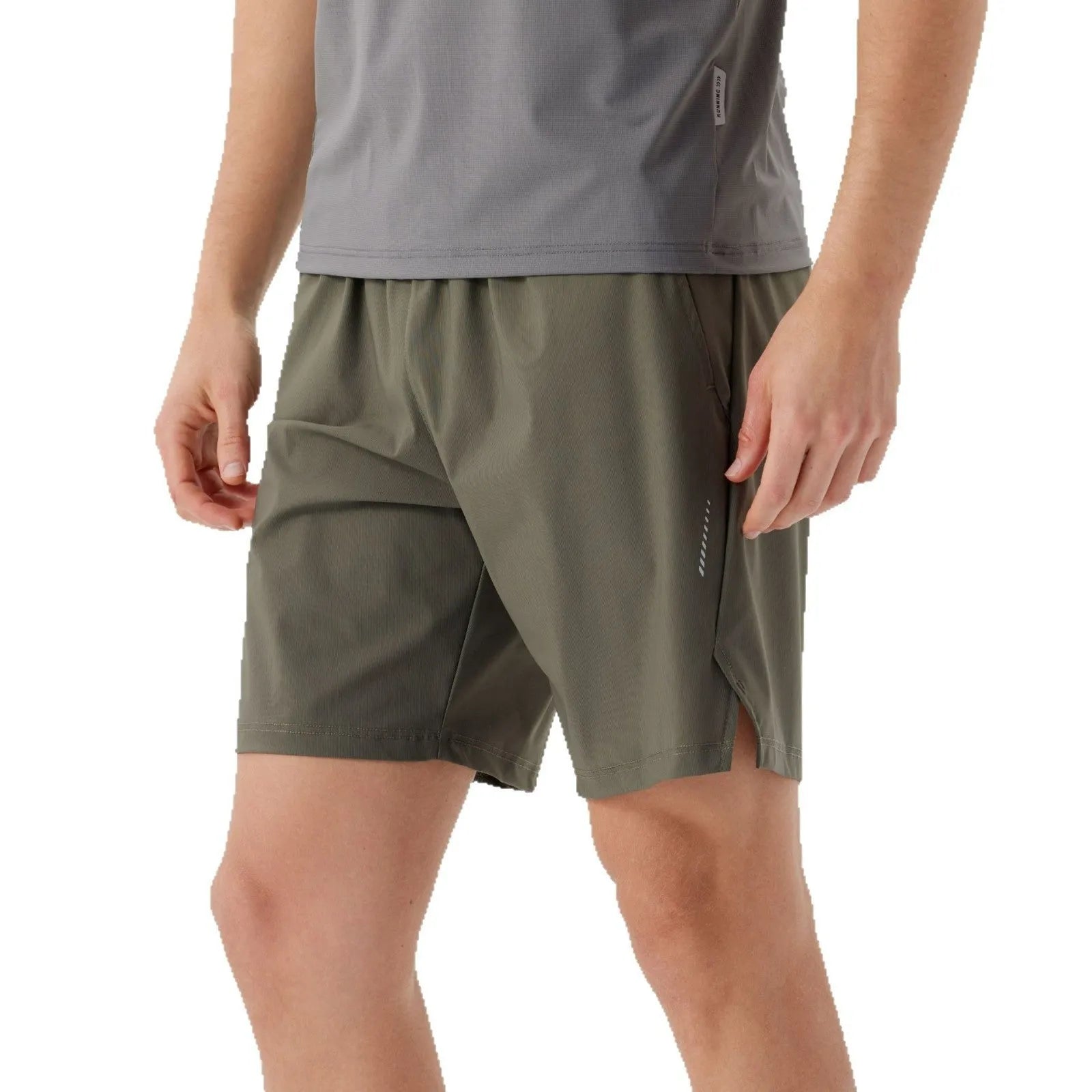 Men's ice silk nylon sports shorts in black, shown in a mid-waist, shorts-length style.