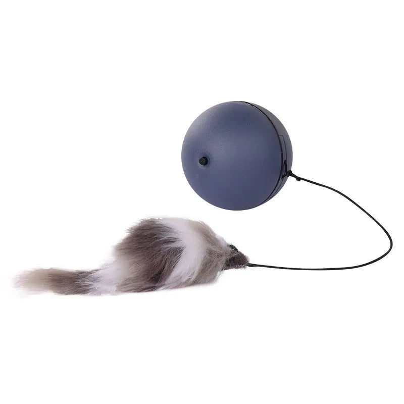 Blue orange automatic moving cat ball toy with smart rolling motion for pet enrichment