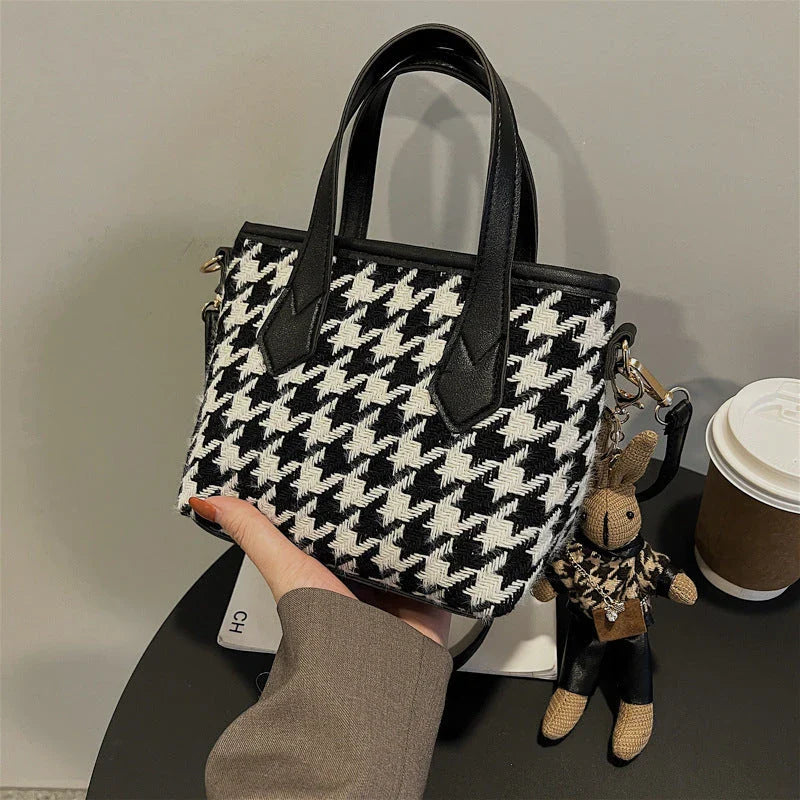 Stylish houndstooth messenger bags with adjustable straps, ample interior space, and a range of color options