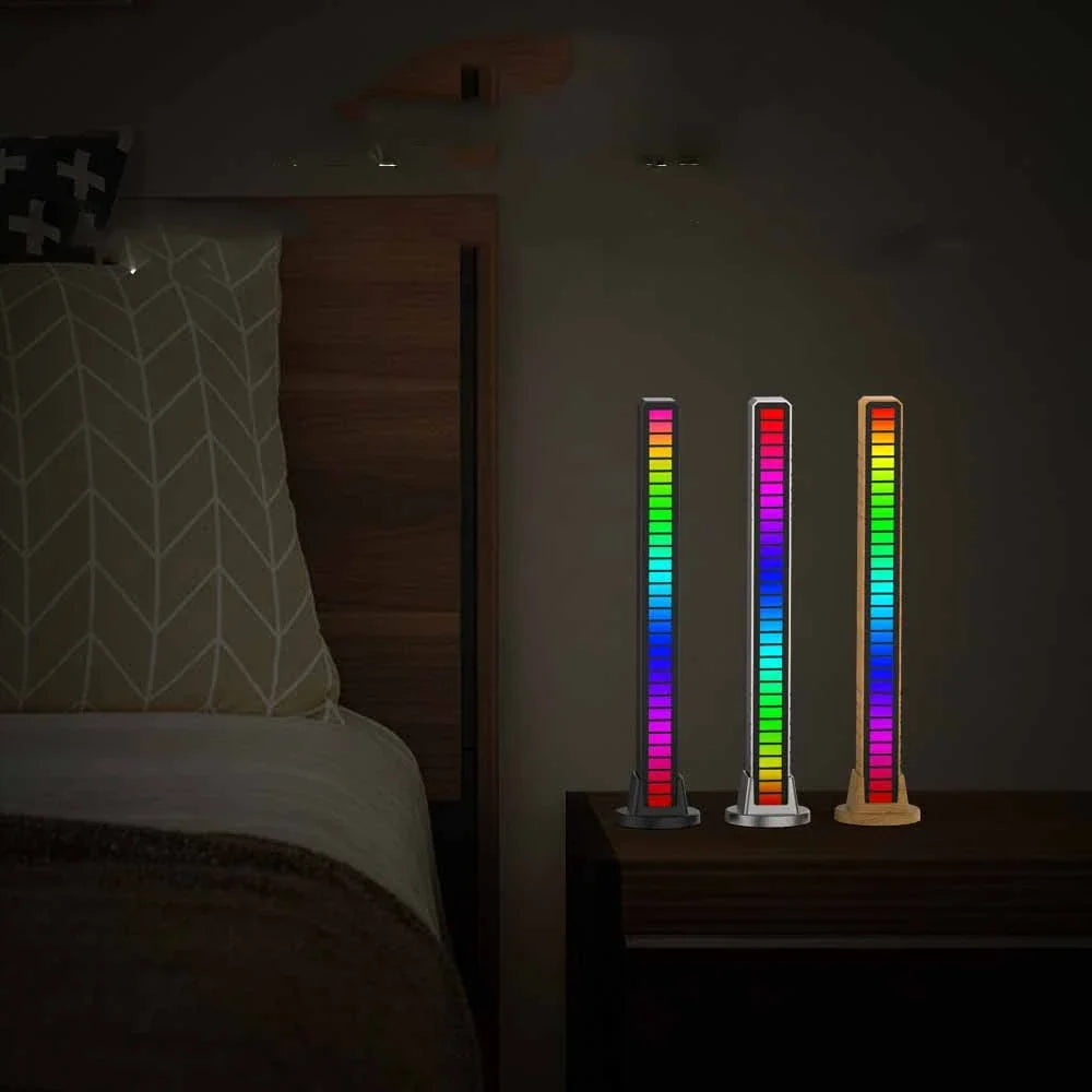 Rhythm-sensing RGB LED strip light with automatic music synchronization and adjustable brightness levels