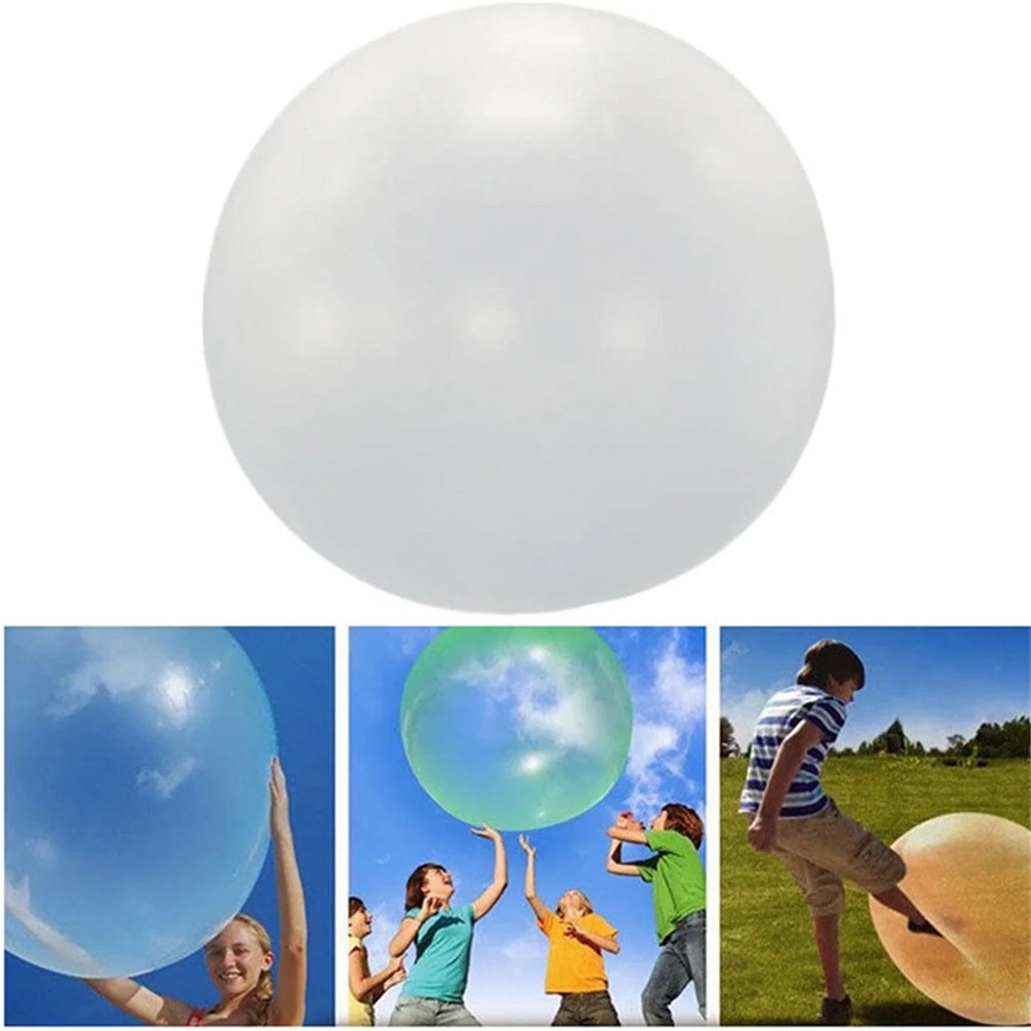 Colorful extra-large inflatable bubble balls in various sizes and vibrant hues, perfect for parties and outdoor fun