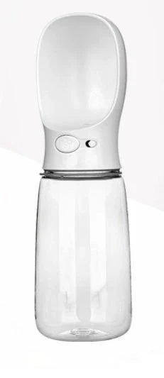 Traveling Out Portable Dog Water Dispenser with food and water compartments in green, pink, grey, and blue