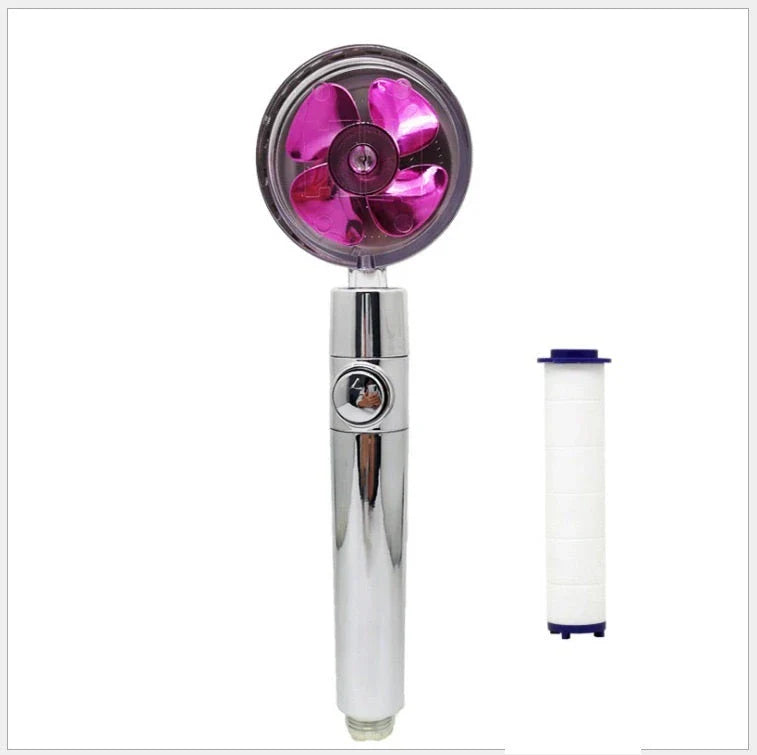 High-pressure handheld shower nozzle with cotton filter and stop button in various colours