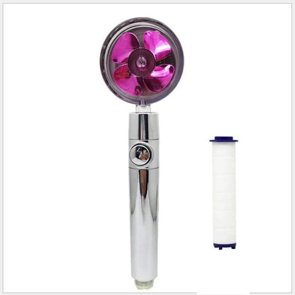 High-pressure handheld shower nozzle with cotton filter and stop button in various colours