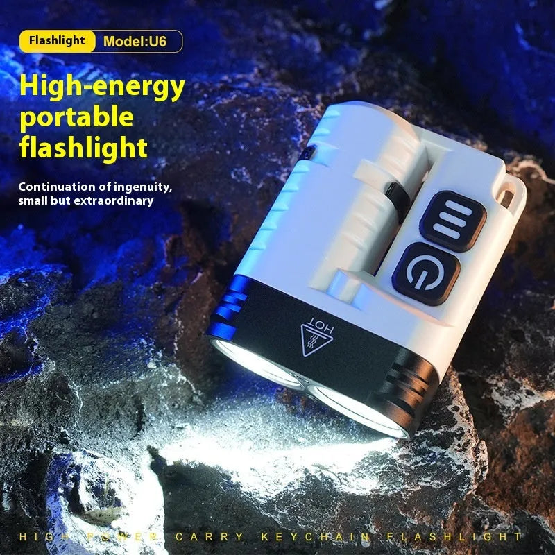 U6 flashlight 1600 lumen outdoor camping lantern with aluminium alloy body, magnetic base, and IP68 waterproof rating