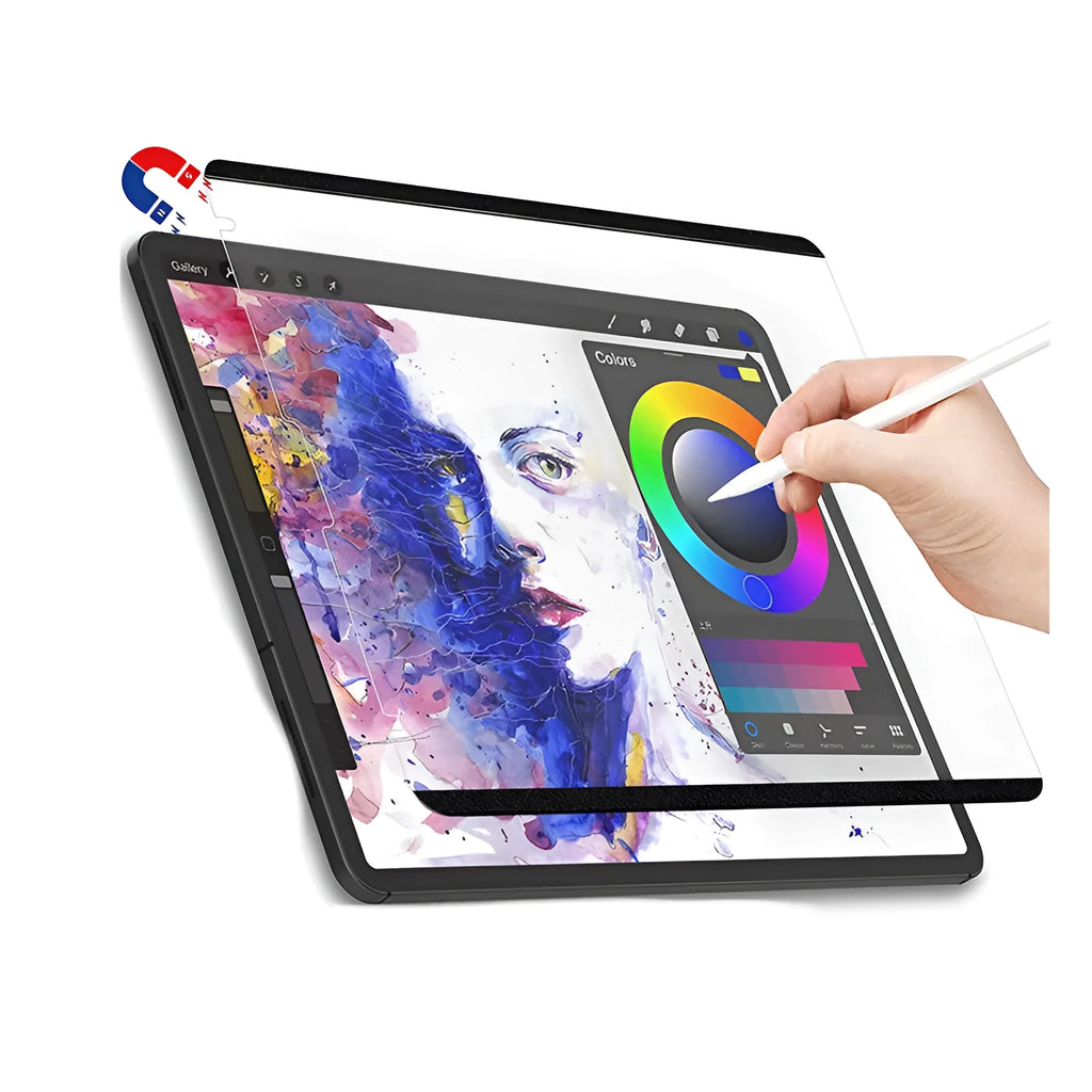 Flat frosted magnetic PET screen film for iPad with matte surface and magnetic attachment