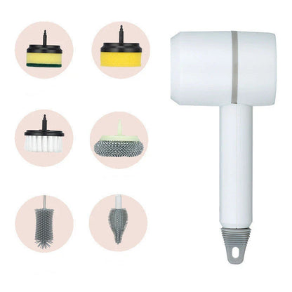 USB rechargeable electric cleaning brush for kitchen and bathroom with multiple brush heads