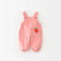 Baby cotton suspender pants pink overalls with cartoon rabbit ear design high waist