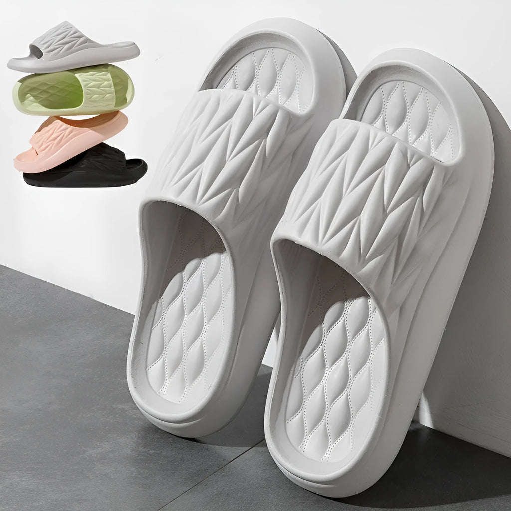 Leaf texture design EVA household slippers in various colours with non-slip and anti-odor features