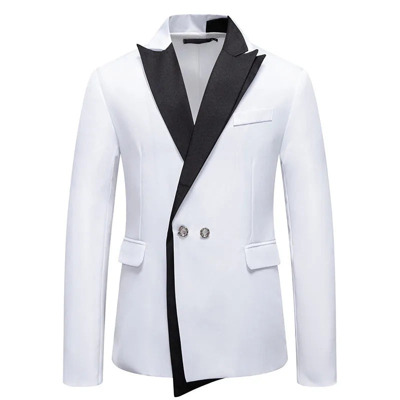 Business slim-fit suit in black for men, with jacket and trousers, polyester blend, large sizes available