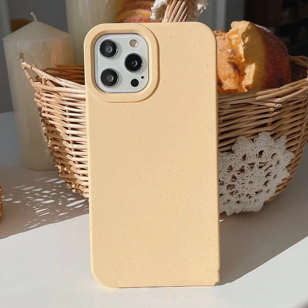 Wheat straw fibre biodegradable rear cover case for iPhone 14 Pro Max in multiple colours.