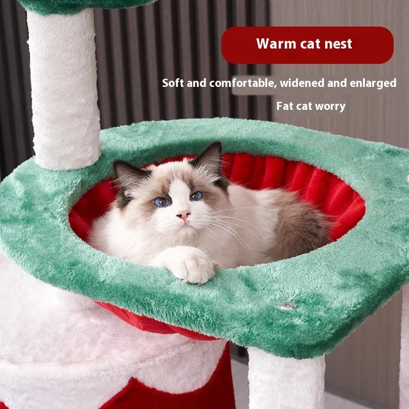 Christmas coloured cat scratching toy with density plate construction and integrated design